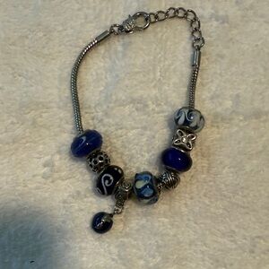 Elegant Blue and Silver Beaded Bracelet